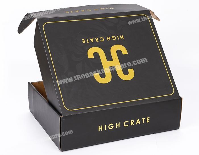 Custom high quality black cardboard shipping box custom foil stamping logo