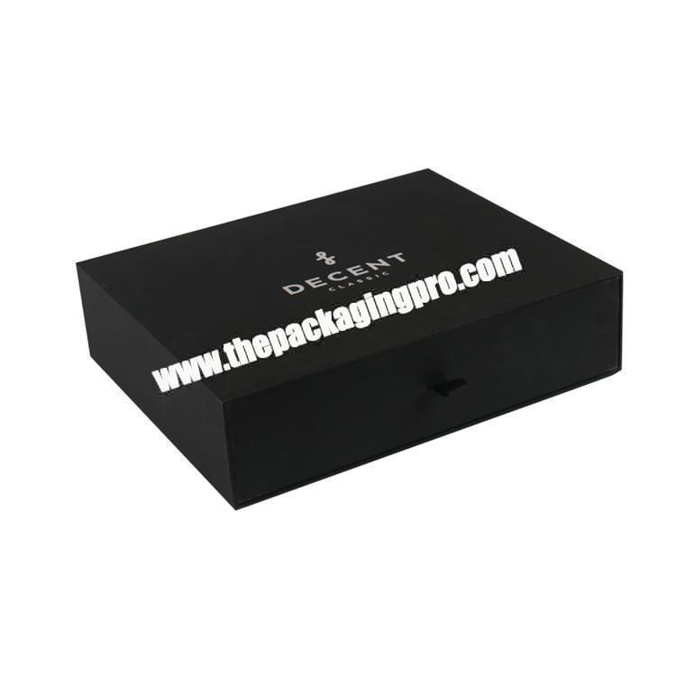custom high quality black drawer box clothing packaging