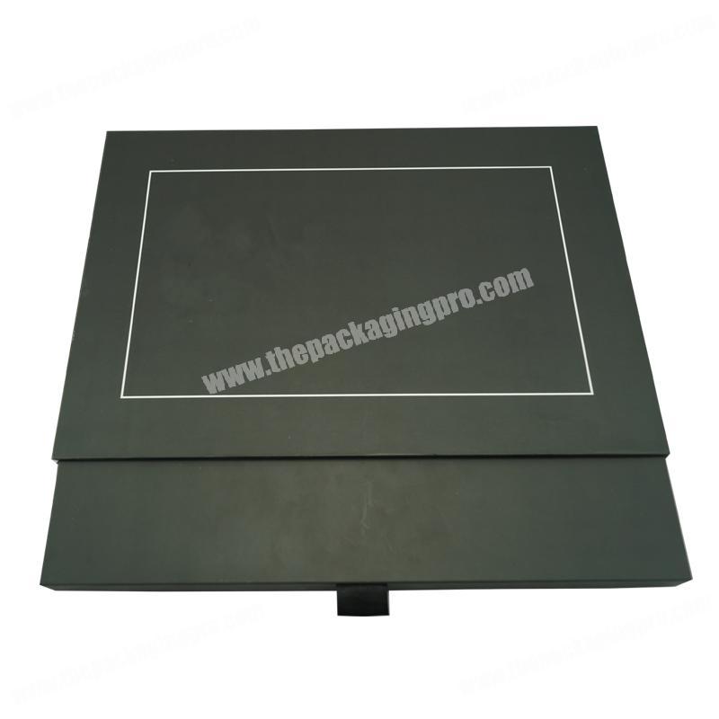 Custom High Quality Black Soft Touch Fancy Paper Drawer Sliding Clothings Box Packaging