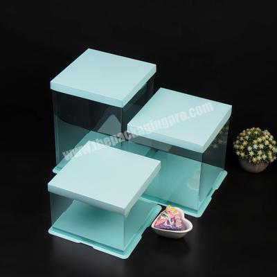 Custom High Quality Clear Cake Packing Box with ribbon for wedding cake box Wholesale