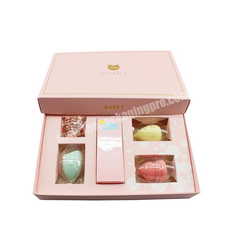 Custom high quality cosmetic packaging kraft paper box folding gift box pink
