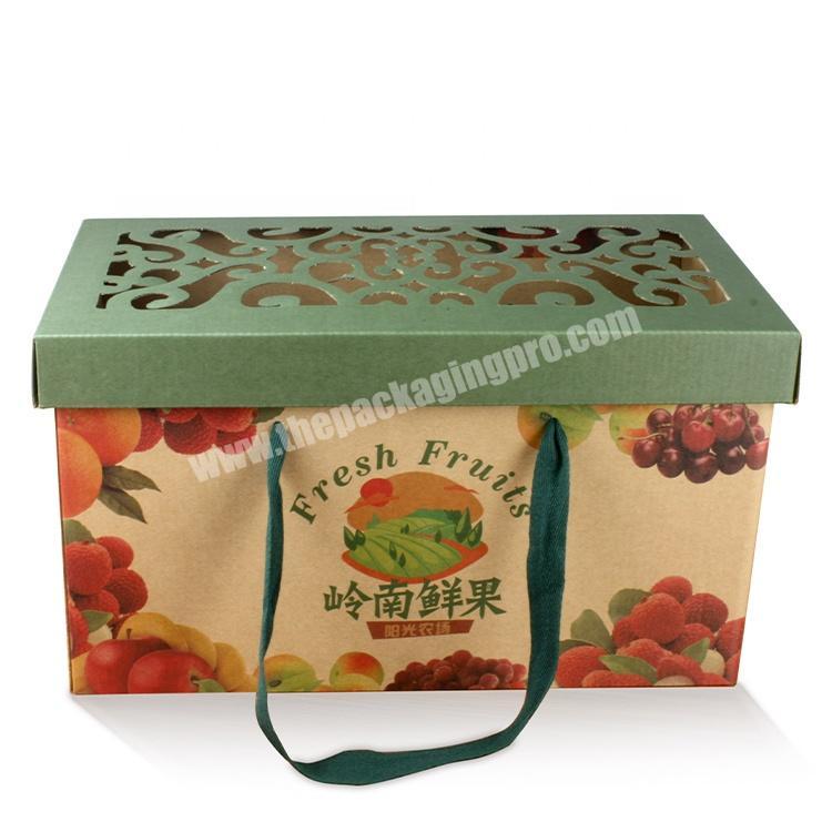 Custom High Quality Folding Kraft Paper Fruit Box With Handle