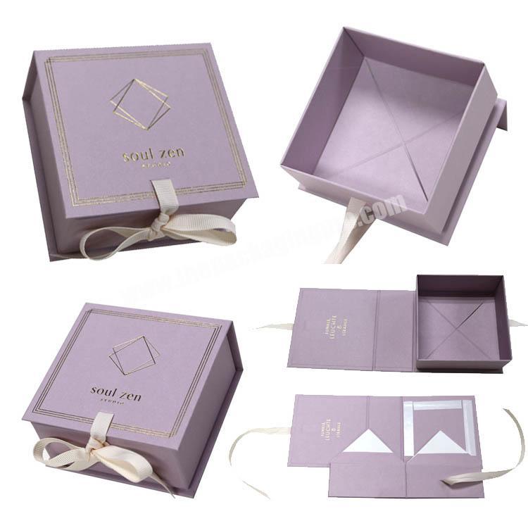 Custom High quality Folding Magnet Gift box with Ribbon Closure  Paper Packaging Boxes