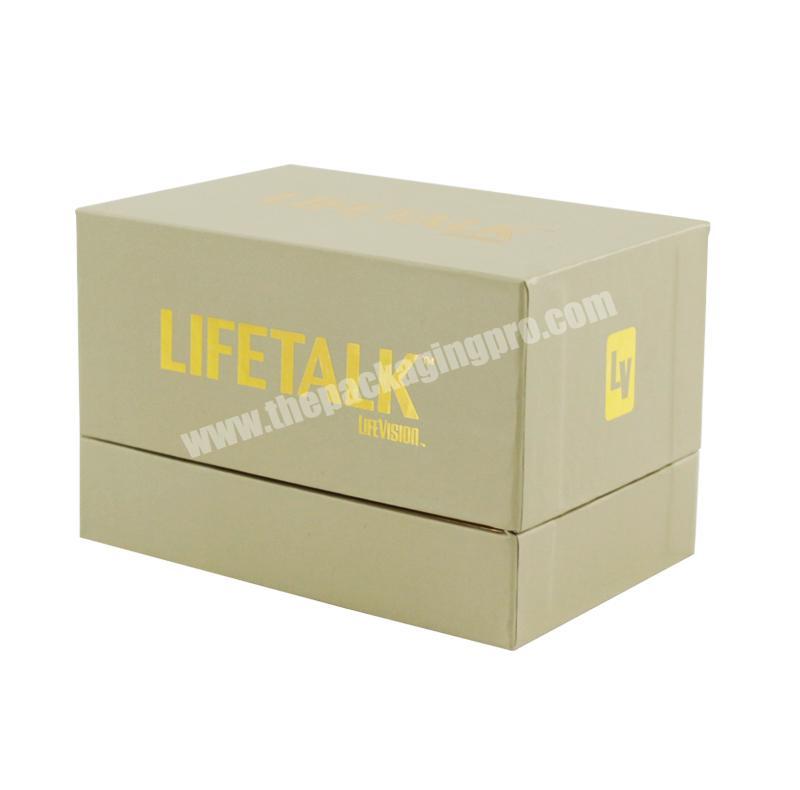 Custom high quality gold box lid and base cosmetic perfume bottle for gift box with EVA and velvet