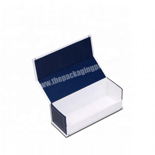 custom high quality white magnet hinged cardboard box gift box with black foil logo packaging box