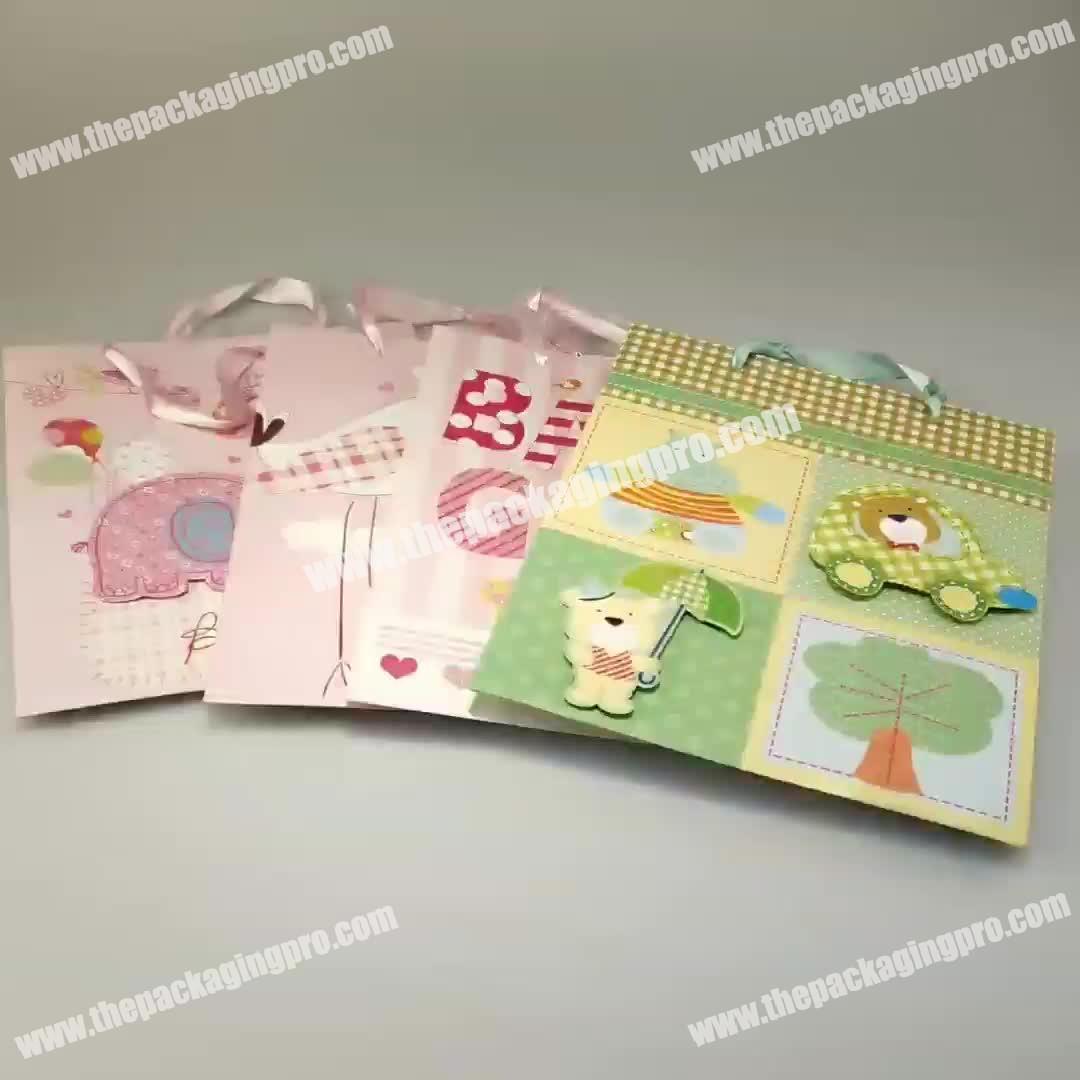 Custom Hot Sale Professional Paper Bags Supplier for Birthday Gift Bags with Ribbon