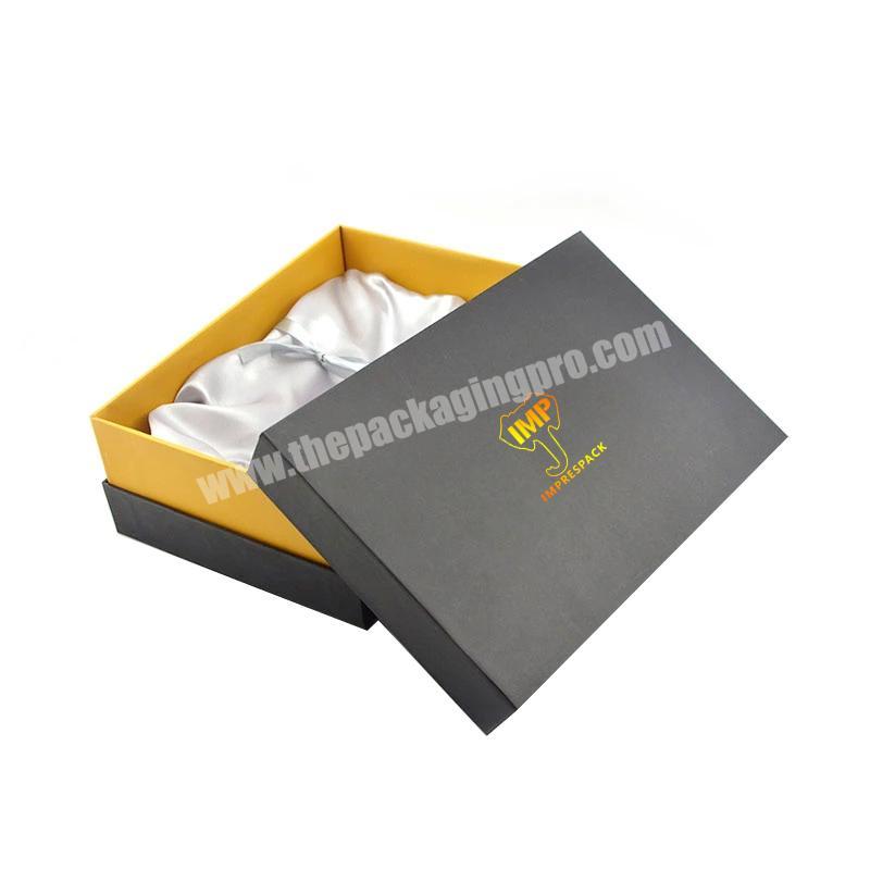 Custom Hot Stamping LOGO With Lid and Satin Insert Black Shoulder Paper Boxes Gift Box