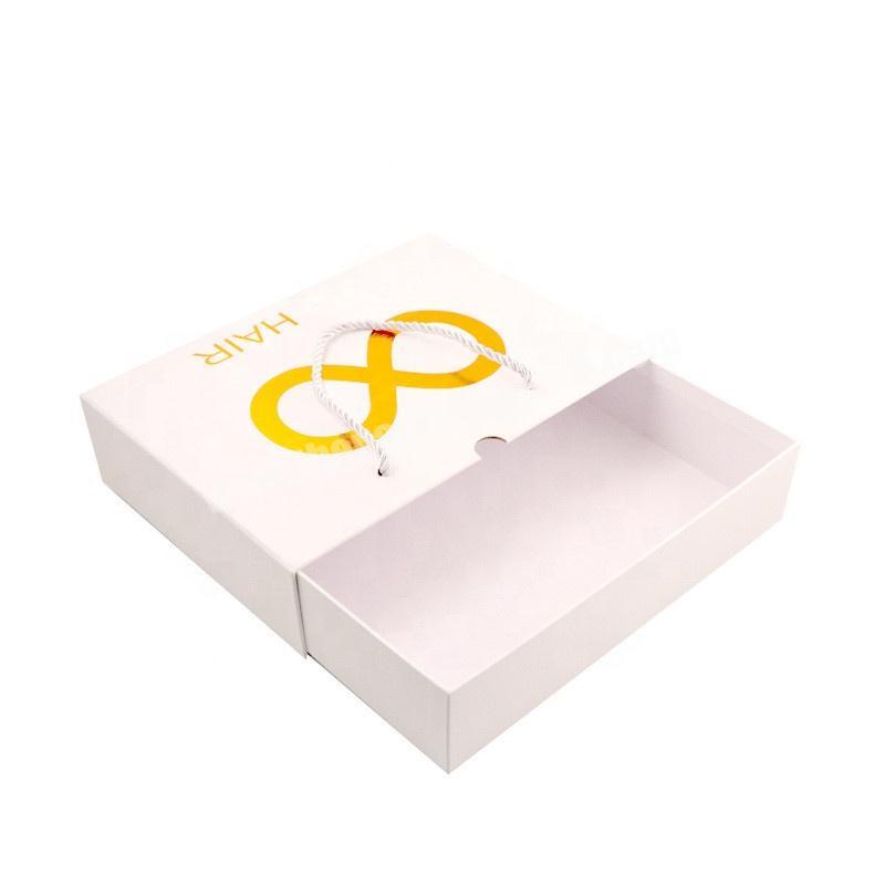 custom human hair extension packing white box with cotton handle package gift box