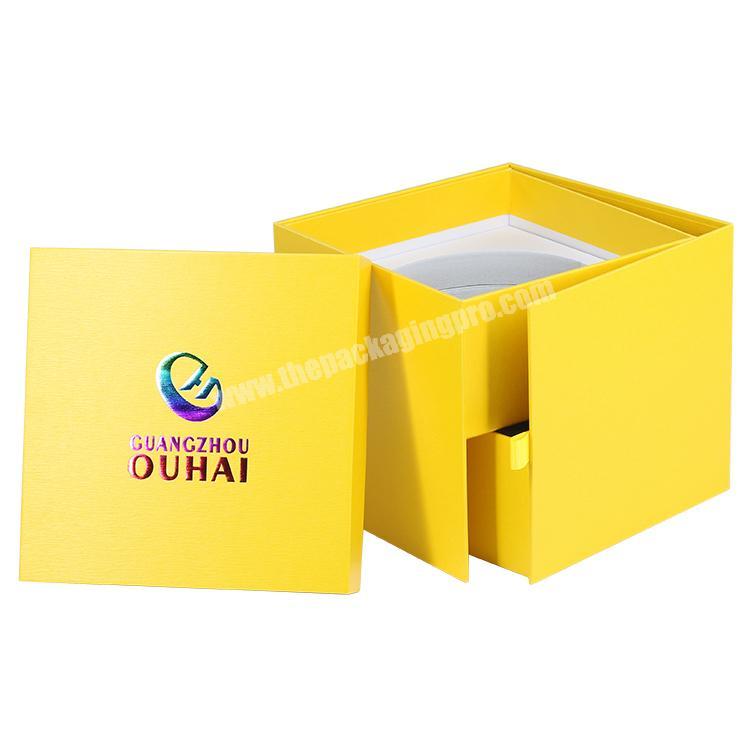 Custom iridescent embossing logo rigid paper boxes cardboard gift box with lid