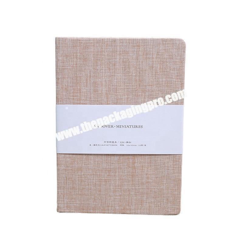 Custom Japanese Style Plain Red Green Brown Linen Fabric Cover Journal Office School Academic Planner Hardcover Diary Notebook