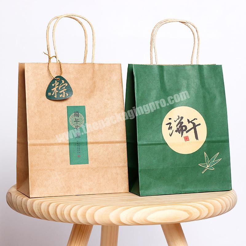 custom Kraft paper shopping bag tote with paper twisted rope handle high quality eco friendly