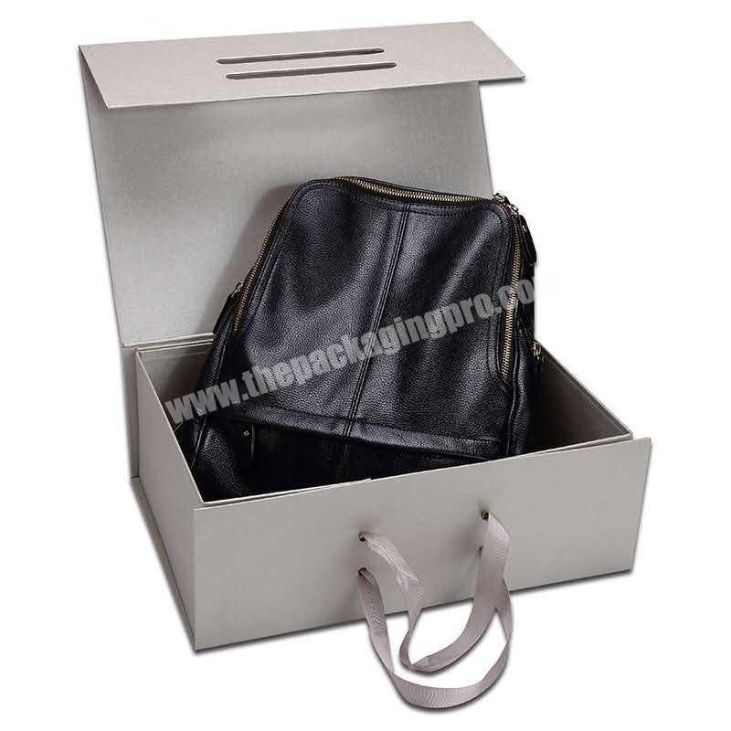 Custom large luxury handbag packaging magnetic folding gift box