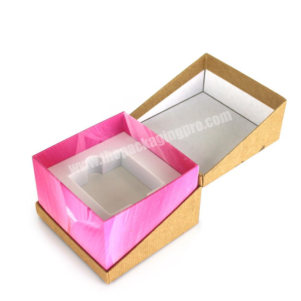 Custom lid hinged base color printing kraft paperboard perfume packaging box