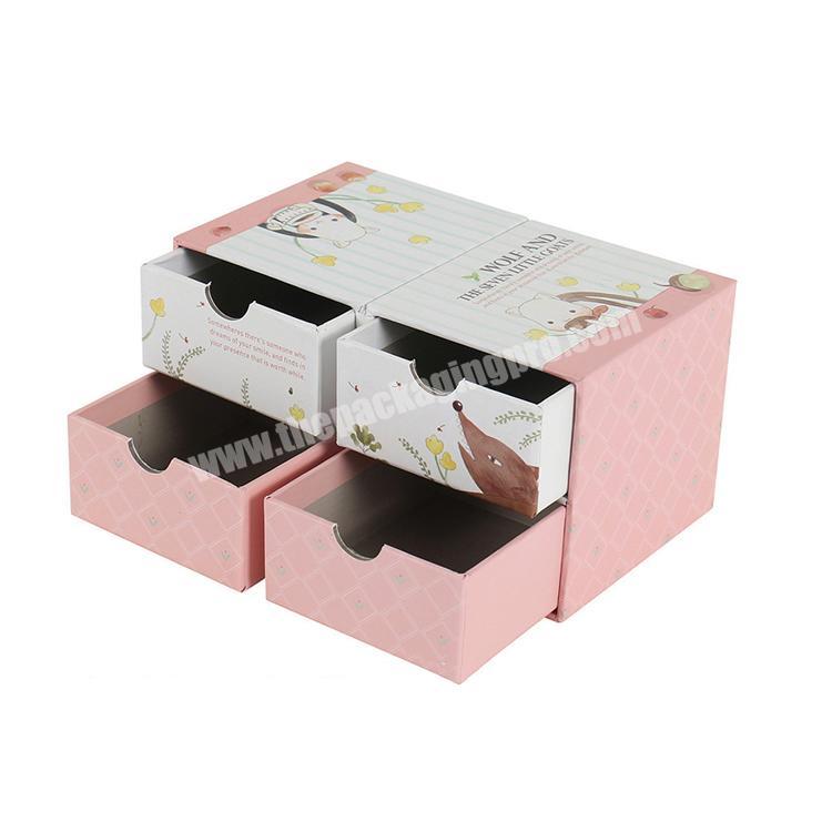 Custom logo 2 layer rigid corrugated drawer paper gift box for storage