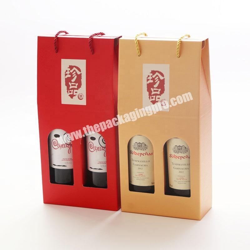 Custom Logo and Printing Luxury Double Bottles Wine Beer Carrier Corrugated Paper Packaging Gift Box