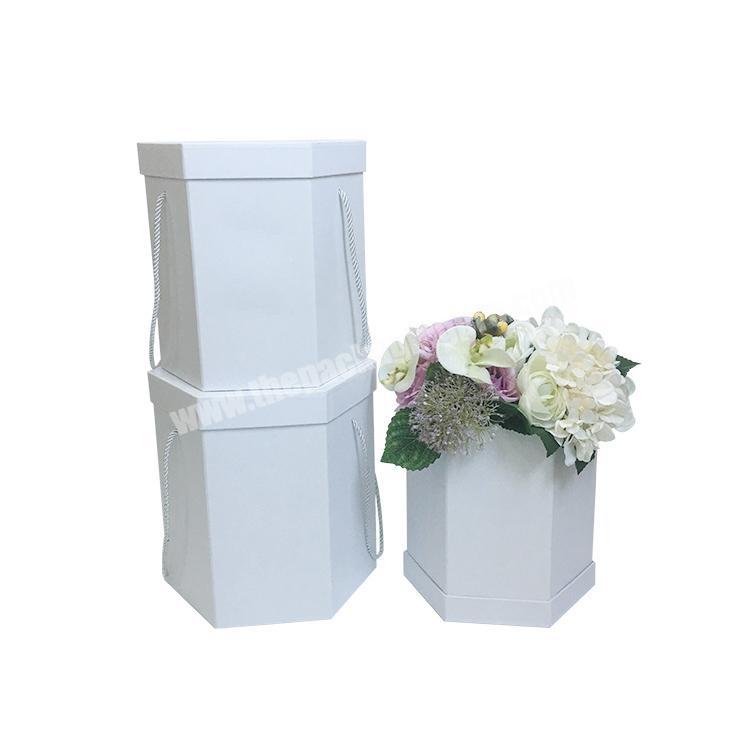 Custom Logo Attractive Hexagon Paper Two Pieces Lid Off Paperboard Handmade Flower Gift Box
