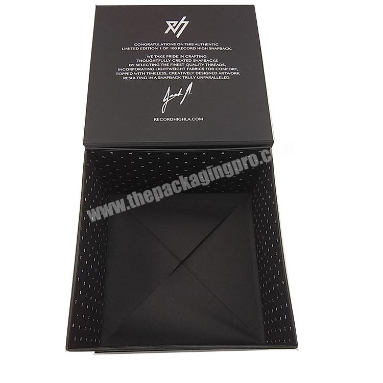 Custom logo best selling cardboard paper printing luxury foldable black hat packaging gift boxes