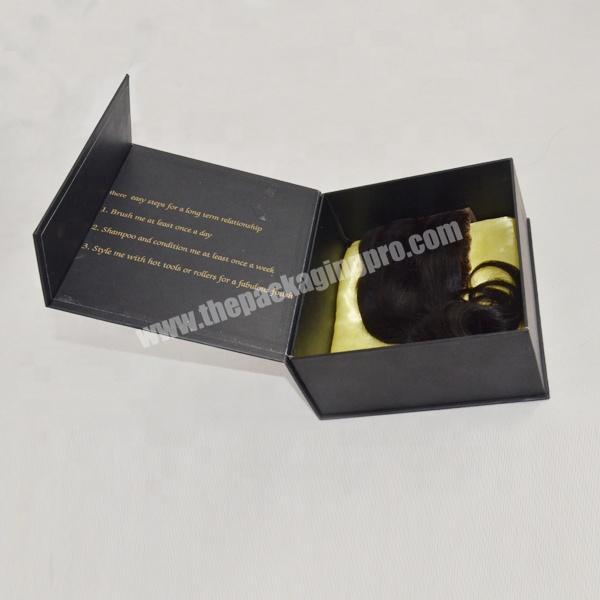 Custom Logo Black Magnetic Cardboard Paper Gift Premium Wig Luxury Hair Extension Packaging Box