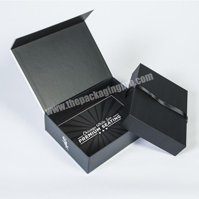 Custom logo black magnetic folding packaging gift box