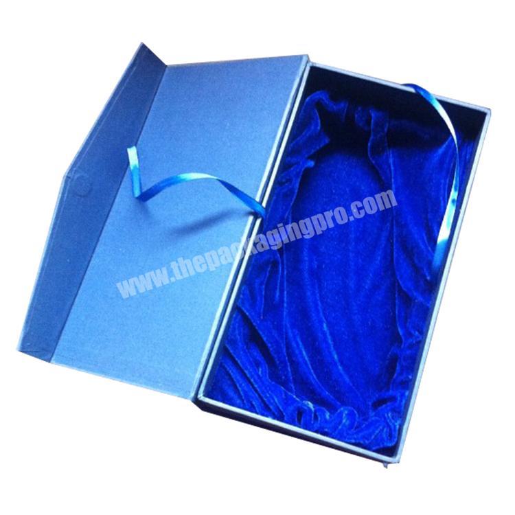 Custom Logo Blue Cardboard Clamshell Gift Box for Clothing