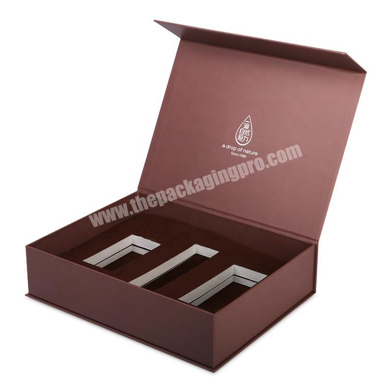 custom logo book shape small gift box brown gift box with frosted EVA insert holder