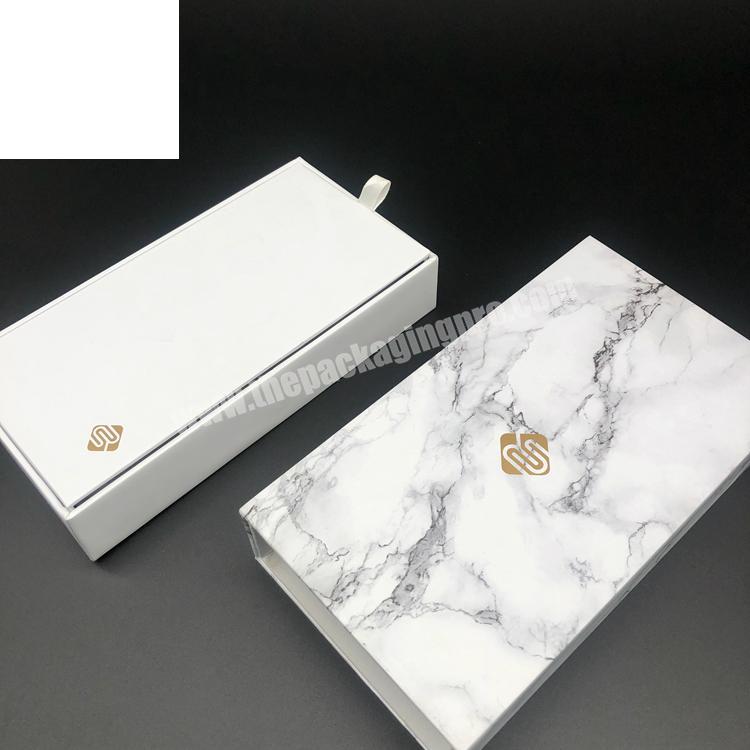 custom logo box printed luxury marble paper gift drawer box packaging