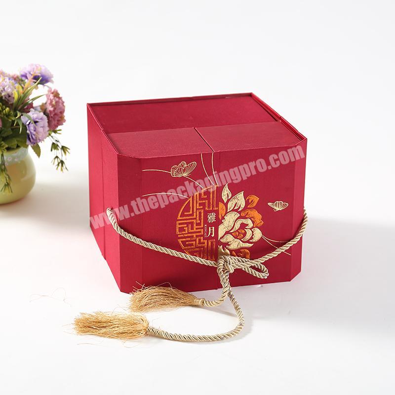 custom LOGO box rigid multi-layer art paper box pro table special elegant mooncake paper packaging  box for food packaging
