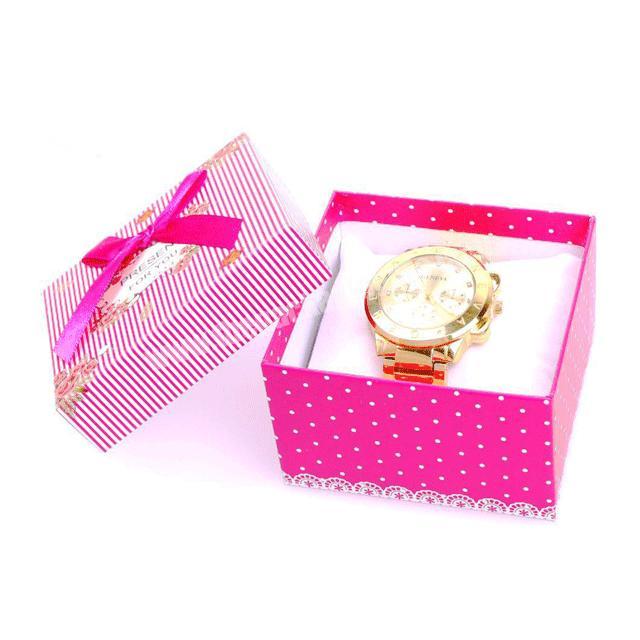 Custom Logo Branded Pink Watch Wrist Gift Craft Paper Packing Box
