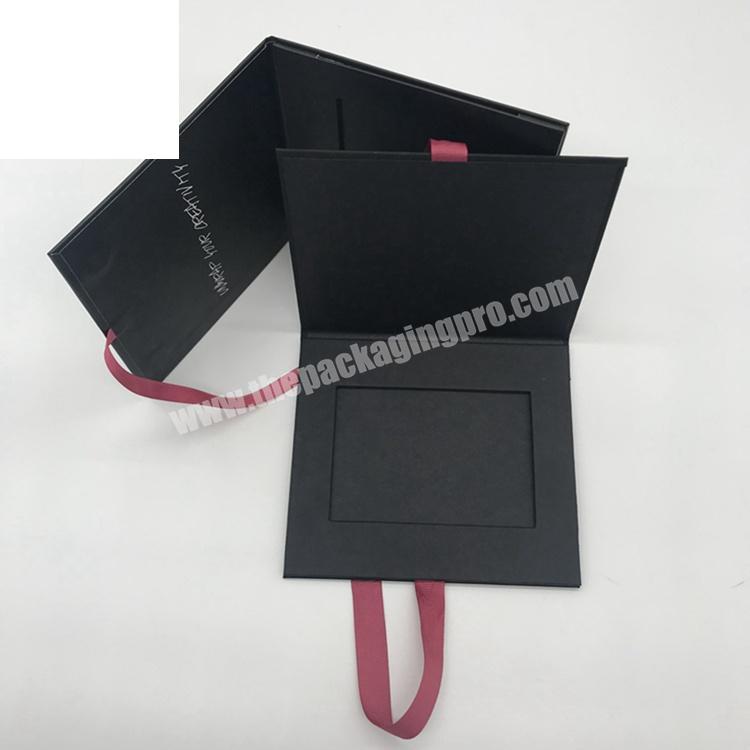 Custom Logo Cardboard Credit Card Gift Box With Ribbon Closure