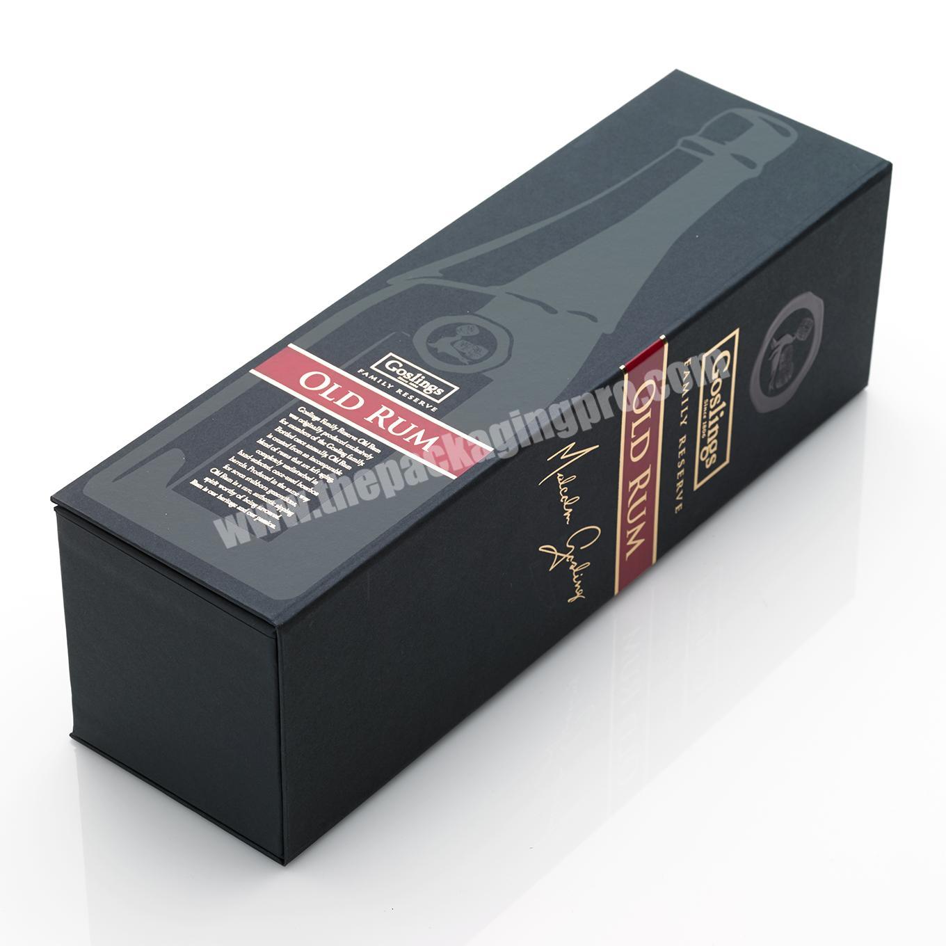Custom logo cardboard gold foil print foldable magnetic wine 2 bottles glass gift box with ribbon