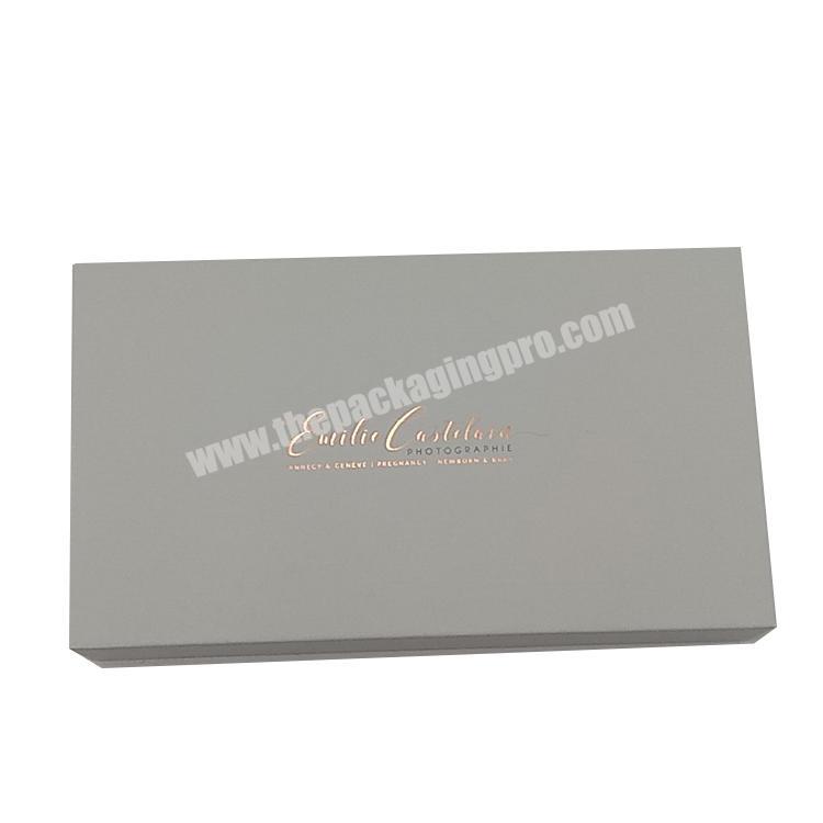 Custom logo cardboard luxury white linen woven magnetic closure wedding album USB packaging gift box
