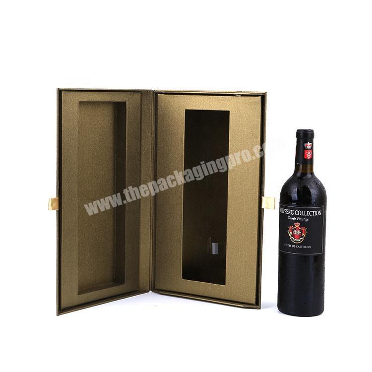 Custom Logo Cardboard Paper Clamshell 750ml Single Red Wine Bottle Gift Box Packaging