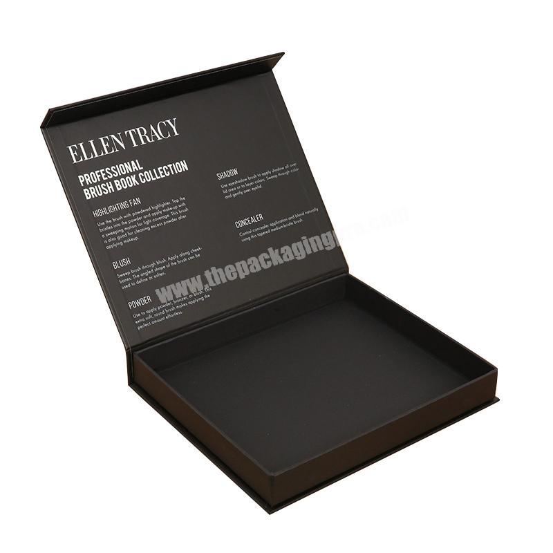 Custom Logo Cardboard Paper Magnetic Black Cosmetic Box Gift Packaging