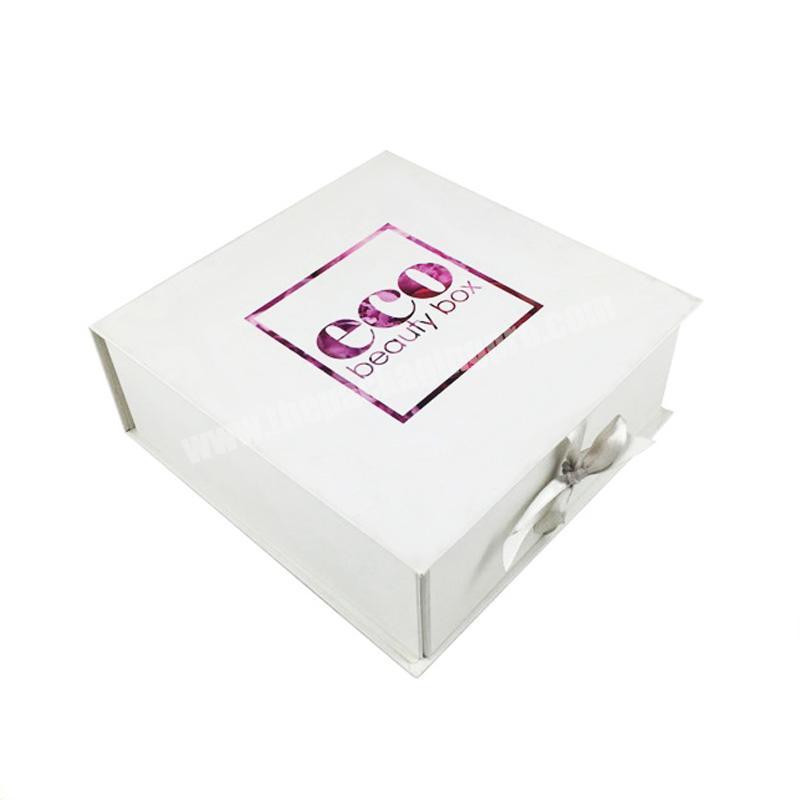 Custom Logo Cardboard Paper Packaging Box Magnetic Gift Box With Ribbon