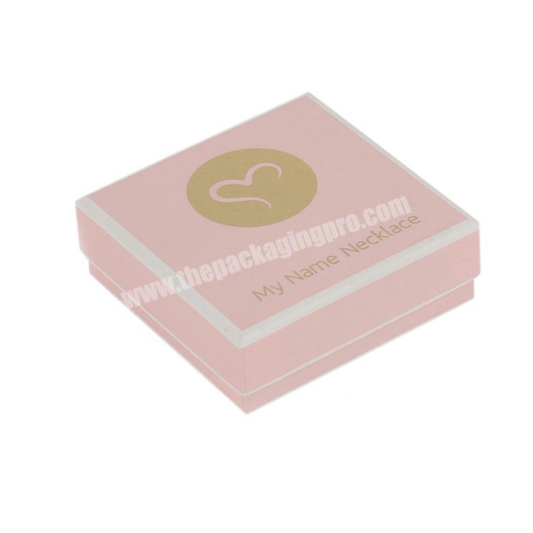 custom logo cheap 2 piece rigid pink jewelry box packaging