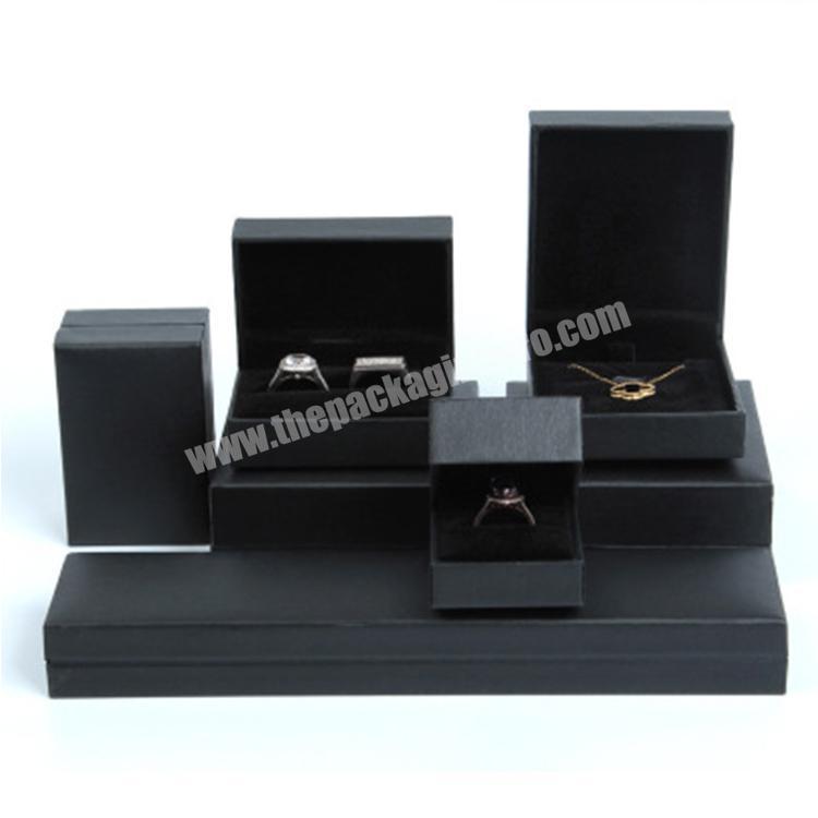 custom logo couple ring box paper bracelet gift box necklace matte black jewelry boxes