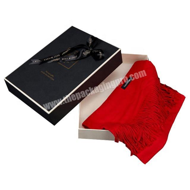 Custom logo design cardboard packaging scarf black gift paper packing box