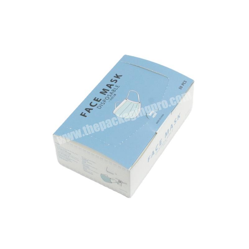 custom logo eco-friendly disposable 50 pcs pack surgical face mask paper box