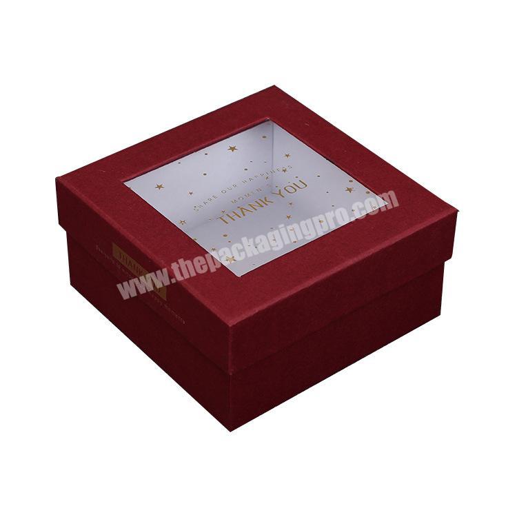 Custom logo eco friendly paper cardboard gift packaging box with clear pvc window