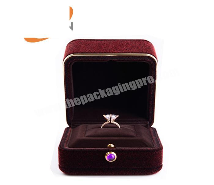 Custom Logo Elegant Design Soft Brown Faux Suede Box Wedding Ring Necklace Bracelet Gift Jewelry Box Packaging
