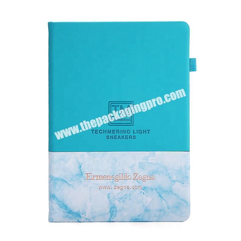Custom Logo Embossed Cute Fancy Hardcover Diary Daily Weekly Memo Lined Paper Business Journal PU Leather Notebook With Pen Loop