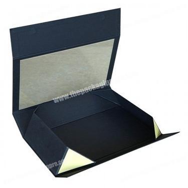 Custom Logo Factory Cheaper Black Glittering Printed Wholesale Magnet Close Packaging Folding Box