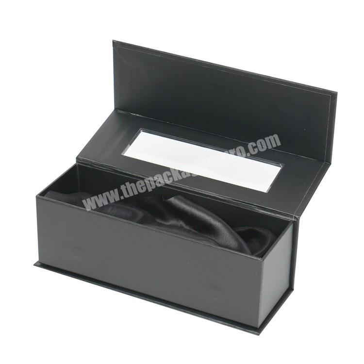 Custom logo Foil Black Packaging Gift Box with Window