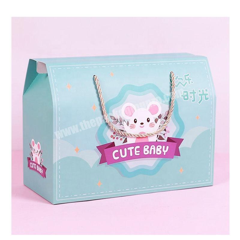Custom Logo Foldable Corrugated Paper Baby Blanket Packaging Box Gift Carton With Handle