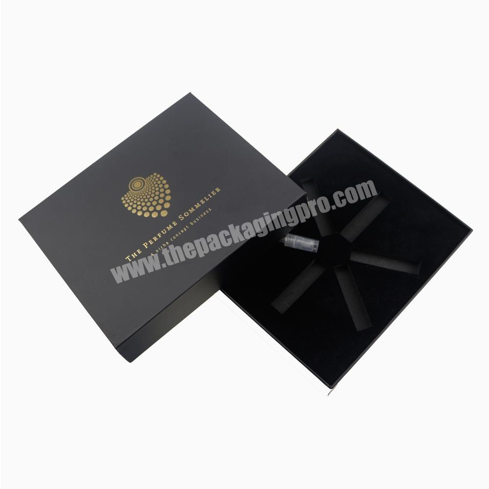 Custom Logo Gold Foil Matte Black Paper Gift Box with EVA Inlay