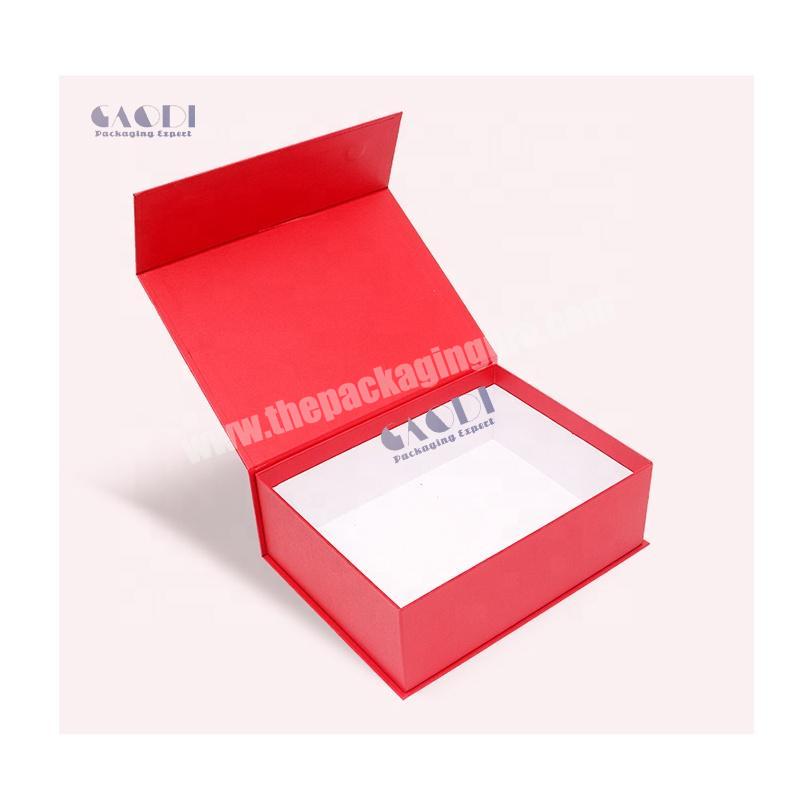 Custom Logo Handmade Red Magnetic Closure Clamshell Book Shape Paper Cardboard Gift Box For Beauty Products