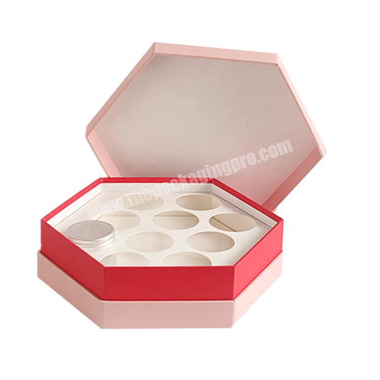 custom logo hexagon luxury food packaging different shaped gift boxes with lid