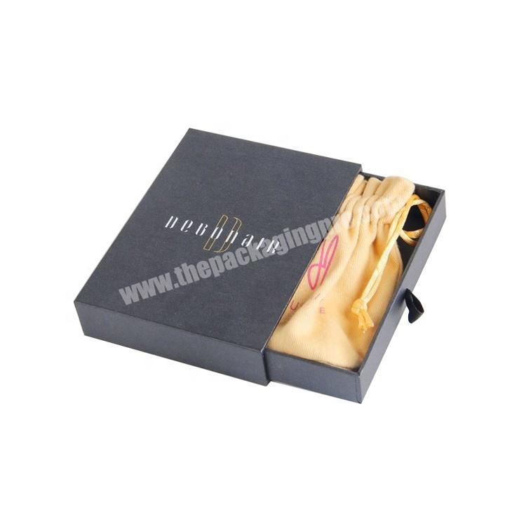 Custom logo high ash simple paper cardboard jewelry gift drawer box with ribbon