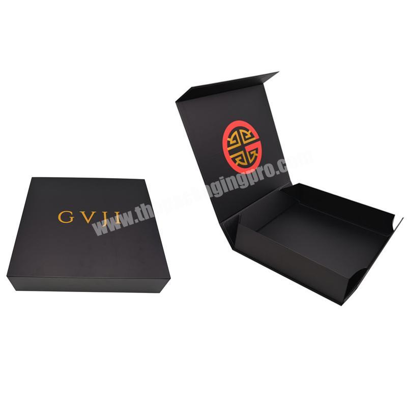 Custom logo high quality black cardboard paper perfume gift box foldable packaging jacket clothing magnet box