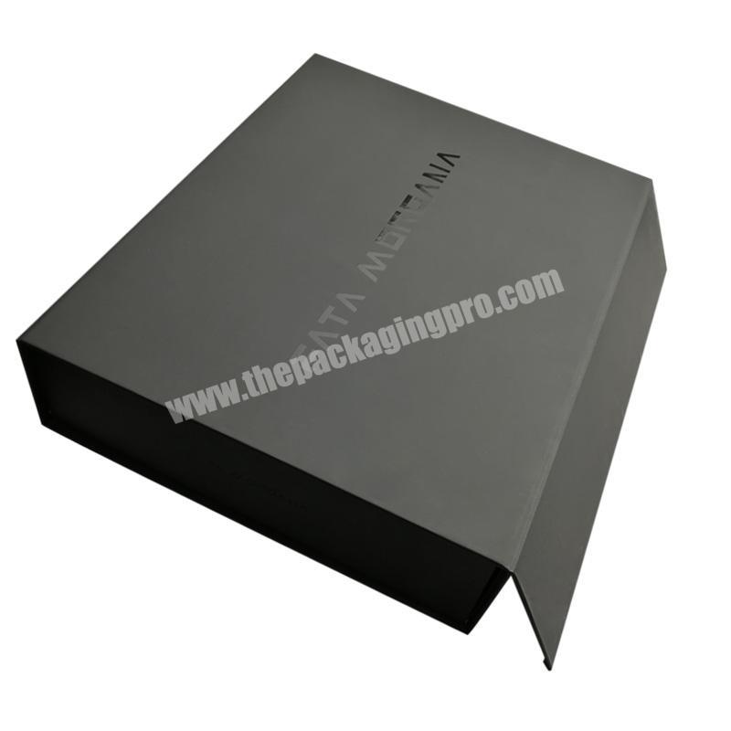 Custom Logo High Quality Premium Black Rigid Packaging Folding  Box